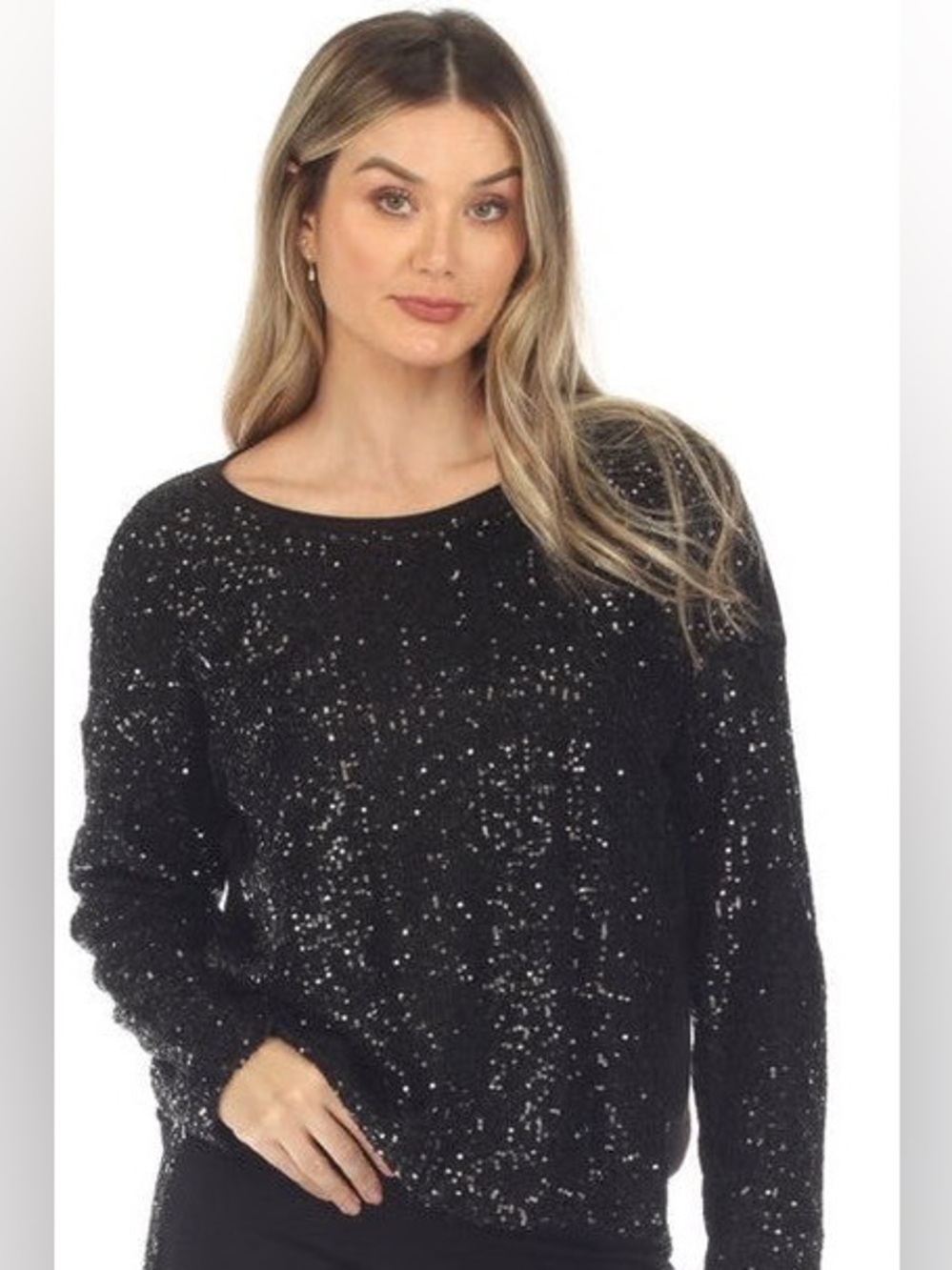 Express Black Sequin Crewneck Sweater